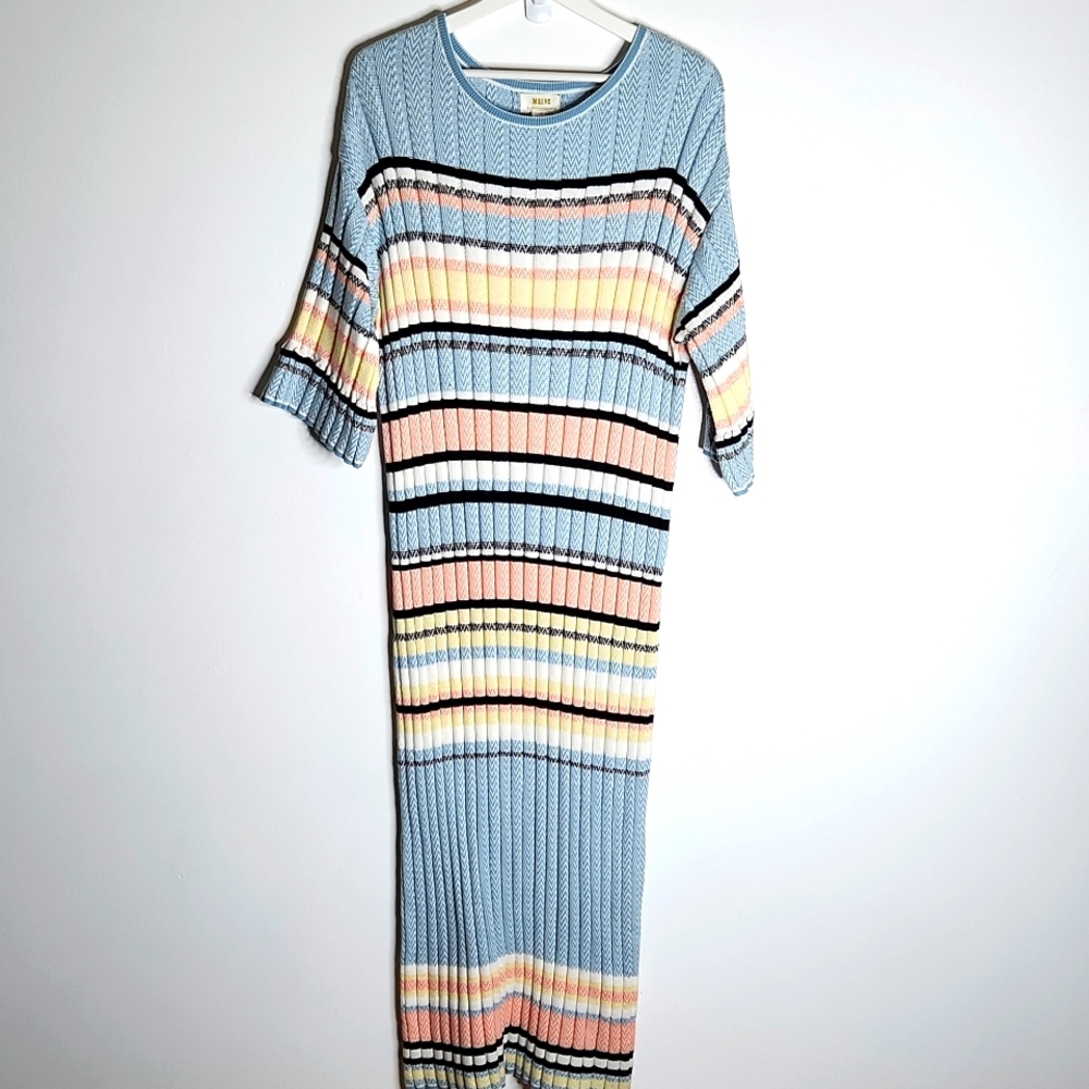 Maeve Light Blue Striped Maxi Dress